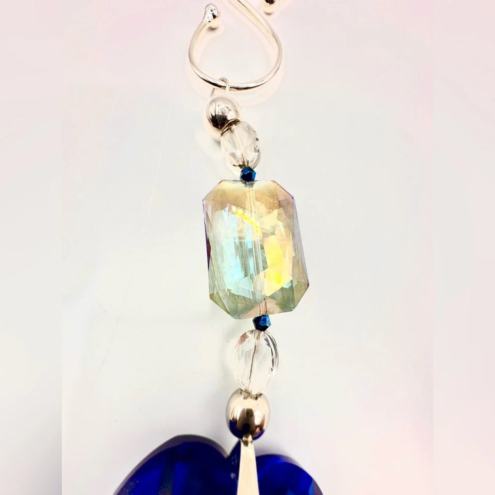 Stunning Blue Crystal Heart, 925 Sterling Silver, Great Preowned Condition - Picture 5 of 6